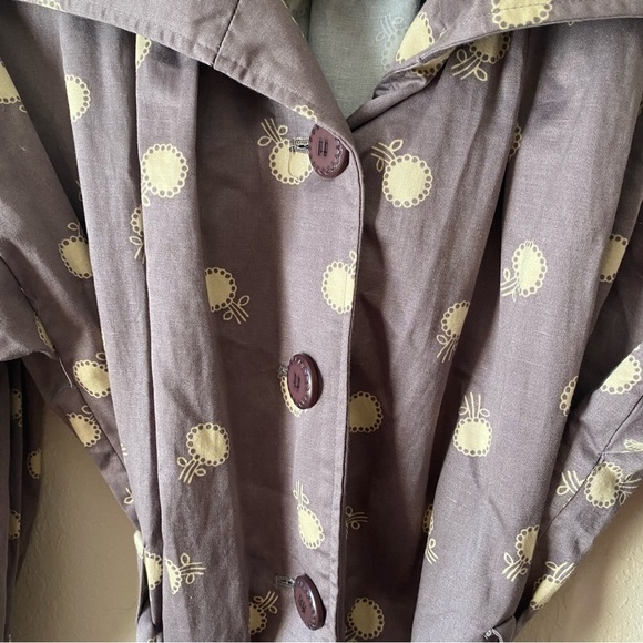 Anthropologie | Elevenses Novelty Print Floral Wrap Trench Coat Size 4 Purple - Picture 4 of 10